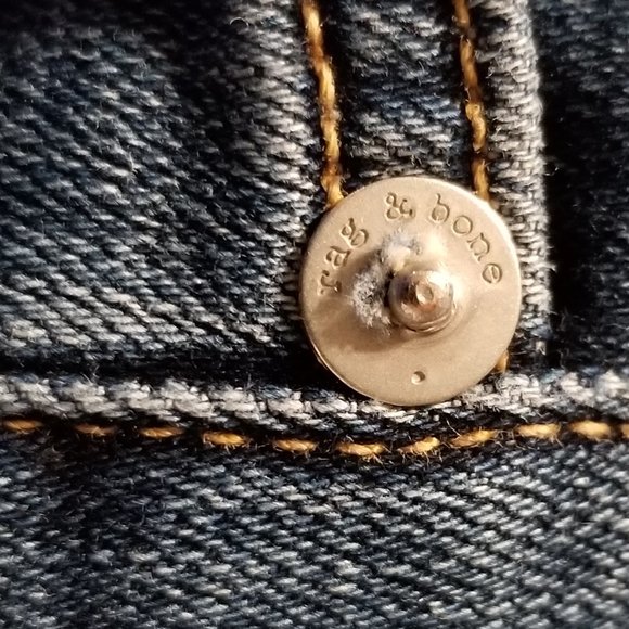 Rag & Bone 9" Skinny Distressed Blue Jeans - Picture 11 of 13